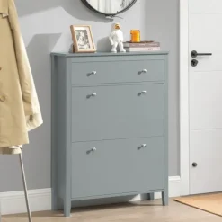 SoBuy Skåp>ljusgrå skåp för skor med 1 låda 24.99x80.01x108cm, modern FSR89-HG