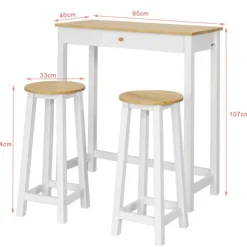 SoBuy Matgrupper>Matgrupp, Barbord och 2 stolar, FWT50-WN