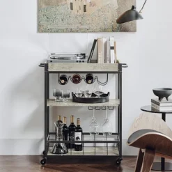 Köksö>SoBuy Serveringsvagnar med Brickställ Köksvagnar FKW56-HG(F2)