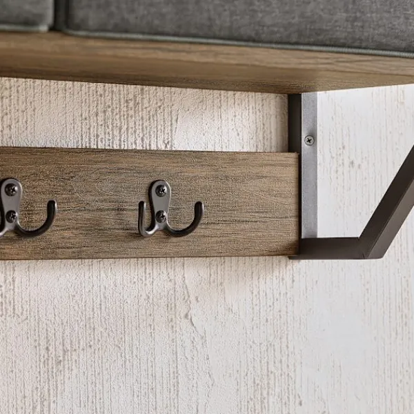 SoBuy Hyllor>Väggmonterad klädhängare med 1 hylla i träfärg 100x30x20cm, industriell FHK26-N