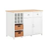 SoBuy Köksö>vit köksö med 2 korgar och 1 barbord 120x60x90cm, modern KNL05-W
