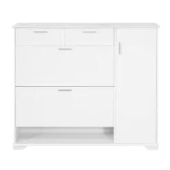 SoBuy Skåp>vit skåp för skor med 1 låda 120x26x110cm, modern FSR104-W