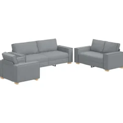 vidaXL Soffor>Soffa 3 pcs Ljusgrå Linnenblandad tyg