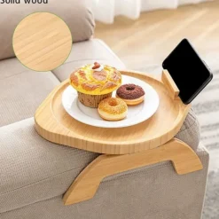 Småbord>Soffa Armstödsbord, 360° Rotera Soffa Armstödsbricka för Mat Rund