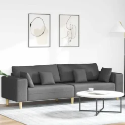 vidaXL Soffor>Soffa med kudde Mörkgrå 250 x 77 x 76 cm tyg