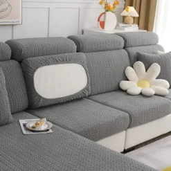 Soffor>Soffa Sittdyna Kuddöverdrag - Universal Stretch Soffaöverdrag Soffdynaöverdrag L-Form, Mjuk Soffa Sittdynaöverdrag Soffchaiseskydd