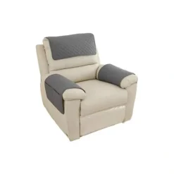 Fåtöljer>Soffarmsstödsskydd, Vattentätt Armstöd Nackstödsskydd, Quiltat Halkfritt Fåtöljöverdrag, Möbelskydd med Fickor (Mörkgrå)