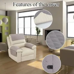 Fåtöljer>Soffarmsstödsskydd, Vattentätt Armstöd Nackstödsskydd, Quiltat Halkfritt Fåtöljöverdrag, Möbelskydd med Fickor (Mörkgrå)