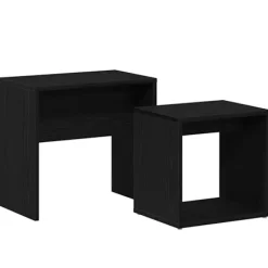 vidaXL Småbord>Soffbord 2 delar svart ek konstruerat trä