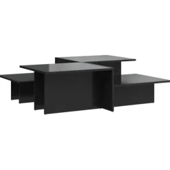 vidaXL Soffbord>Soffbord 2 delar svart högglans konstruerat trä