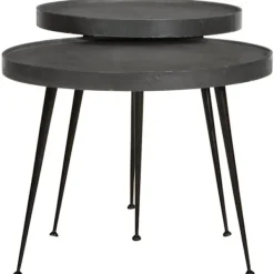 vidaXL Småbord>Soffbord 2 delar svart konstruerat trä