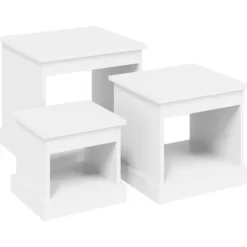 vidaXL Soffbord>Soffbord 3 delar vit konstruerat trä