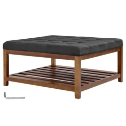 DUOKU Sittpuffar>Soffbord - - CWD0101CA-KD-MÖRKGREY - 875 mm - Massivt Trä - Linne Tyg