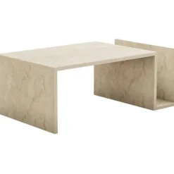 Soffbord>Soffbord - MEMO - Rektangulär - Travertin marmorlook - 86,8 x 32,4 x 50 cm