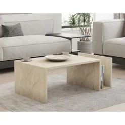 Soffbord>Soffbord - MEMO - Rektangulär - Travertin marmorlook - 86,8 x 32,4 x 50 cm