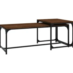 vidaXL Soffbord>Soffbord 2 st Brun Ek Konstruerat Trä