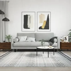 vidaXL Soffbord>Soffbord 2 st brun ek 50x50x40 cm konstruerat trä