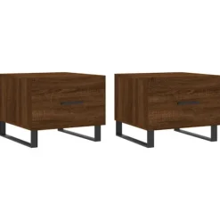 vidaXL Soffbord>Soffbord 2 st brun ek 50x50x40 cm konstruerat trä