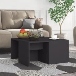 vidaXL Soffbord>Soffbord 4 st grå 33x33x33 cm konstruerat trä