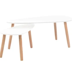 vidaXL Soffbord>Soffbord 2 st massiv furu vit