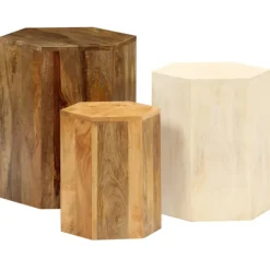 vidaXL Soffbord>Soffbord 3 st massivt mangoträ