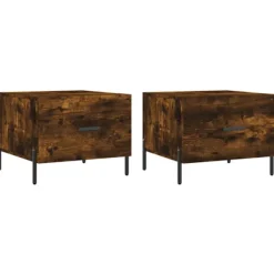 vidaXL Soffbord>Soffbord 2 st rökfärgad ek 50x50x40 cm konstruerat trä