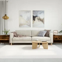 vidaXL Soffbord>Soffbord 2 st rökfärgad ek 50x46x50 cm konstruerat trä