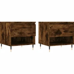 vidaXL Soffbord>Soffbord 2 st rökfärgad ek 50x46x50 cm konstruerat trä