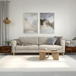 vidaXL Soffbord>Soffbord 2 st rökfärgad ek 50x46x35 cm konstruerat trä