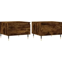 vidaXL Soffbord>Soffbord 2 st rökfärgad ek 50x46x35 cm konstruerat trä