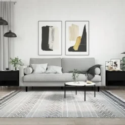 vidaXL Soffbord>Soffbord 2 st svart 50x46x50 cm konstruerat trä