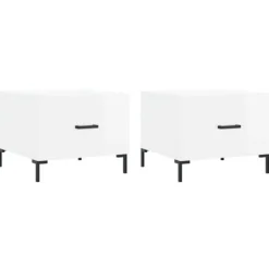 vidaXL Soffbord>Soffbord 2 st vit högglans 50x50x40 cm konstruerat trä