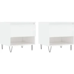 vidaXL Soffbord>Soffbord 2 st vit högglans 50x46x50 cm konstruerat trä