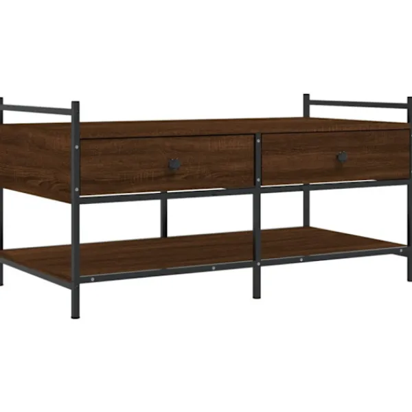 vidaXL Soffbord>Soffbord brun ek 99x50x50 cm konstruerat trä