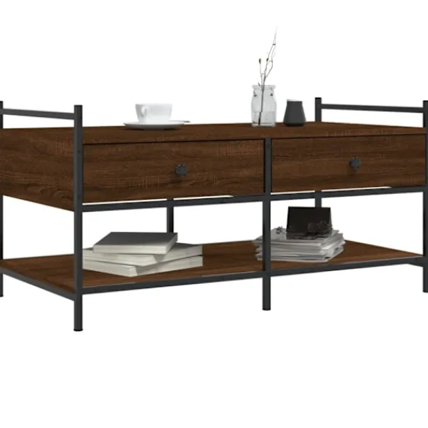 vidaXL Soffbord>Soffbord brun ek 99x50x50 cm konstruerat trä