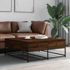 vidaXL Soffbord>Soffbord brun ek 100x99x40 cm konstruerat trä