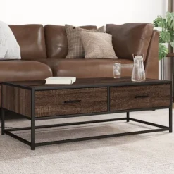 vidaXL Soffbord>Soffbord brun ek 100x50x35 cm konstruerat trä och metall