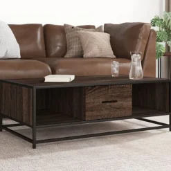 vidaXL Soffbord>Soffbord brun ek 100x57x35 cm konstruerat trä och metall