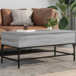 vidaXL Soffbord>Soffbord grå sonoma 100x50x45 cm konstruerat trä och metall