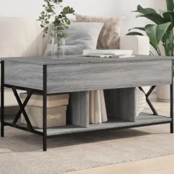 vidaXL Soffbord>Soffbord grå sonoma 100x55x50 cm konstruerat trä och metall