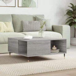 vidaXL Soffbord>Soffbord grå sonoma 80x80x36,5 cm konstruerat trä