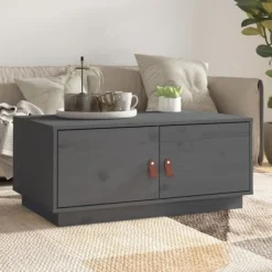 vidaXL Soffbord>Soffbord grå 80x50x35 cm massiv furu