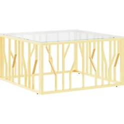 vidaXL Soffbord>Soffbord guld 80x80x40 cm rostfritt stål och glas