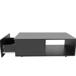 Soffbord>Soffbord Högglans Rektangulärt Te Sidobord med Hjul för Vardagsrumsmöbler Svart