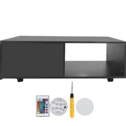 Soffbord>Soffbord Högglans Rektangulärt Te Sidobord med Hjul för Vardagsrumsmöbler Svart