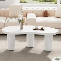 Soffbord>Soffbord Irregular Crescent 107x57x40.5cm, Modern MDF-bordsskiva & PVC-ben, Inklusive filtmatt