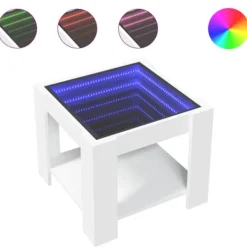 vidaXL Soffbord>Soffbord med LEDs vit 53x53x45 cm konstruerat trä