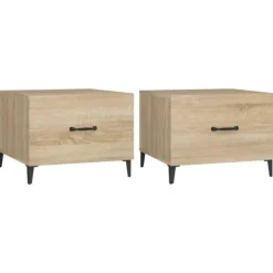 vidaXL Soffbord>Soffbord med metallben 2 st sonoma-ek 50x50x40 cm