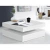 FORTE Soffbord>Soffbord med roterande skiva - Fyrkantig blank vit - 78 x 78 x 36 cm - KAFFE