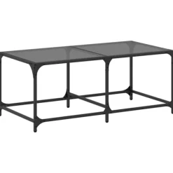 vidaXL Soffbord>Soffbord med svart glasskiva 98,5x50x40 cm stål